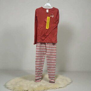 Gymboree NWT Red knit Pajamas Embroidered Strawberries Full-Length Pants 7